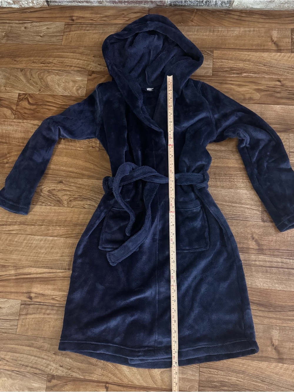 Lands’ End Kids Navy Plush Hooded Fleece Robe Size 12 - Picture 6 of 10